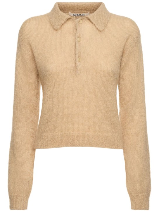 AURALEE: Suéter de punto de lana y mohair cepillado - Beige - women_0 | Luisa Via Roma
