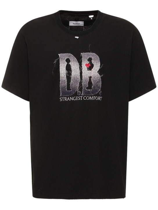 Doublet: T-shirt en coton à logo DB - Noir - men_0 | Luisa Via Roma