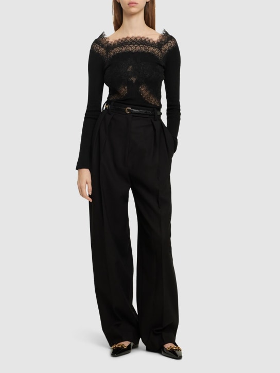 Ermanno Scervino: Embroidered cotton & lace top - Siyah - women_1 | Luisa Via Roma