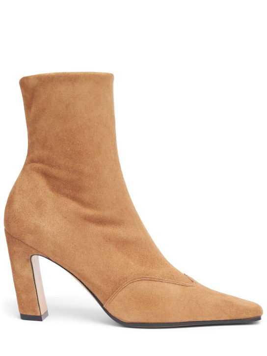 Khaite: 85mm Nevada stretch leather ankle boots - Camel - women_0 | Luisa Via Roma