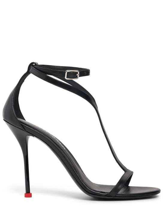 Alexander McQueen: 90mm leather sandals - Black/Lust Red - women_0 | Luisa Via Roma
