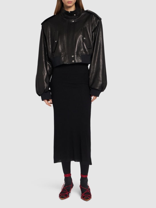 Khaite: Kember皮革夹克 - 黑色 - women_1 | Luisa Via Roma