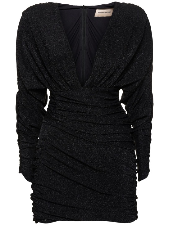 Alexandre Vauthier: Draped lurex jersey mini dress - Siyah - women_0 | Luisa Via Roma