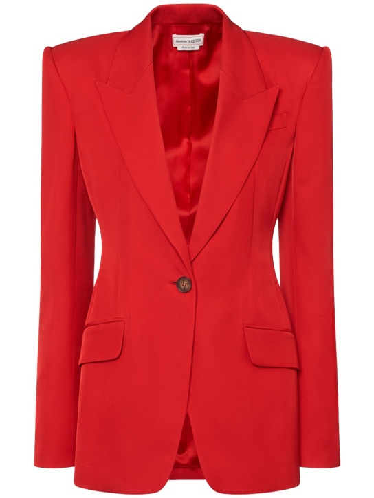 Alexander McQueen: Taillierte Jacke aus Viskose - Lust Red - women_0 | Luisa Via Roma