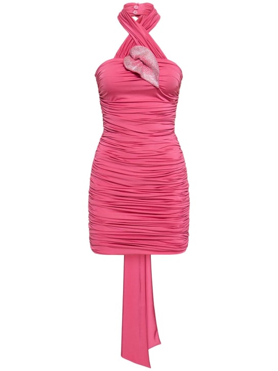 Giuseppe Di Morabito: Embellished satin mini dress - Hot Pink - women_0 | Luisa Via Roma