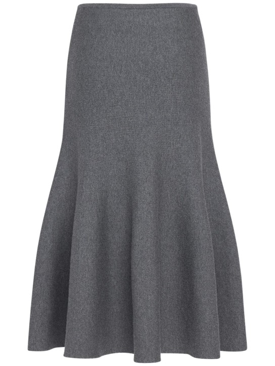 Khaite: Odil knitted wool blend midi skirt - Grey - women_0 | Luisa Via Roma