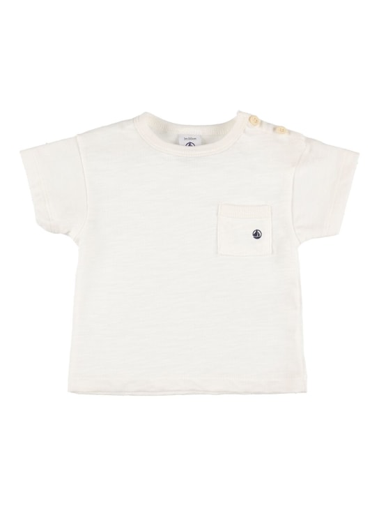 Petit Bateau: Cotton t-shirt w/ pocket - Beyaz - kids-boys_0 | Luisa Via Roma