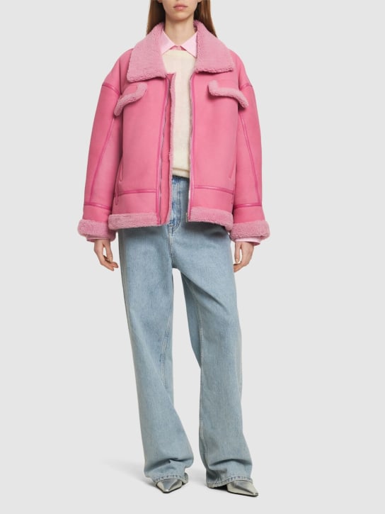 David Koma: 스웨이드 시어링 재킷 - 자홍색 - women_1 | Luisa Via Roma