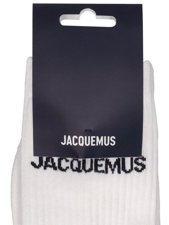 Jacquemus: Les Chaussettes logo knit socks - Beyaz - women_1 | Luisa Via Roma