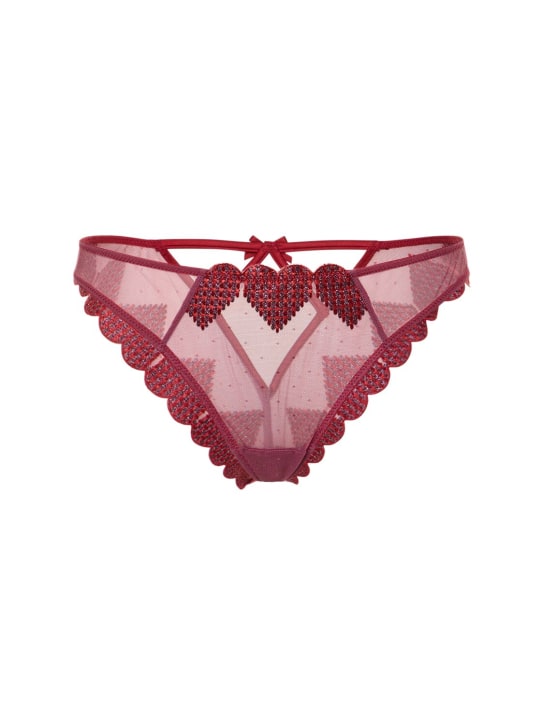 Fleur Du Mal: Heart embroidered briefs - Kırmızı - women_0 | Luisa Via Roma