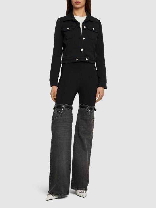 Coperni: Pantalon évasé en denim et jersey Hybrid - Black/Washed Denim - women_1 | Luisa Via Roma