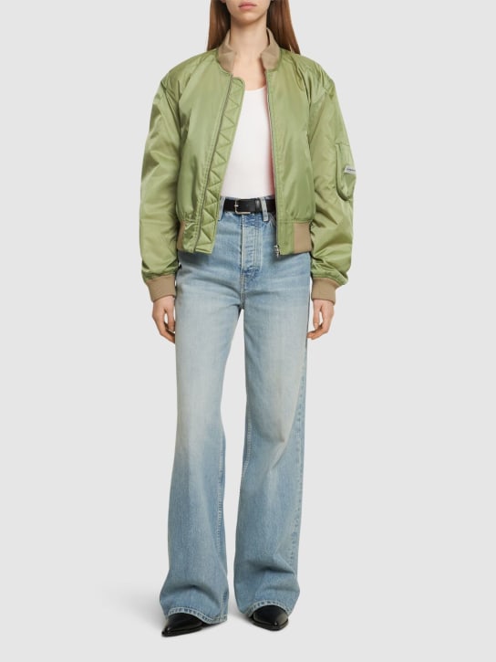 Victoria Beckham: Cropped padded bomber jacket - Green - women_1 | Luisa Via Roma