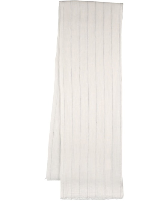 Brunello Cucinelli: Striped linen scarf - White - women_0 | Luisa Via Roma