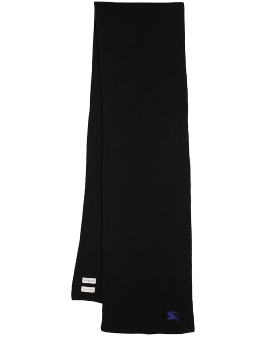Burberry: EKD Logo cashmere scarf - Black - men_0 | Luisa Via Roma
