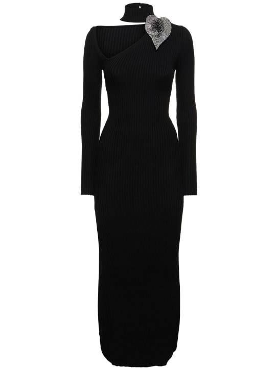 Giuseppe Di Morabito: Cotton knitted long dress - Siyah - women_0 | Luisa Via Roma