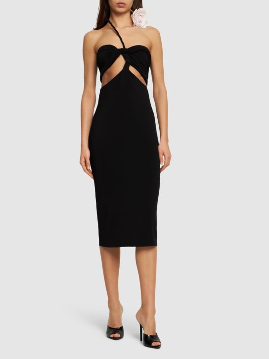 Magda Butrym: Jersey draped cutout midi dress - Black - women_1 | Luisa Via Roma