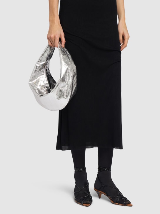 Khaite: Medium Olivia leather hobo bag - Gümüş - women_1 | Luisa Via Roma