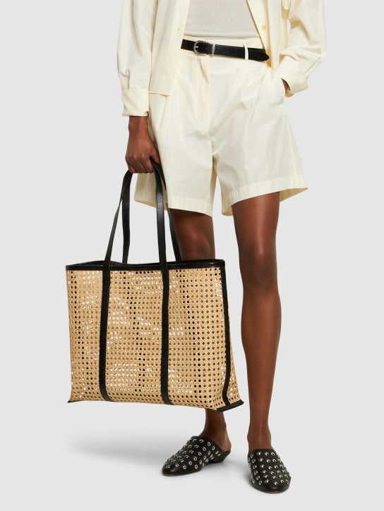Bembien: Grand sac cabas en rotin et cuir Margot - Rattan/Black - women_1 | Luisa Via Roma