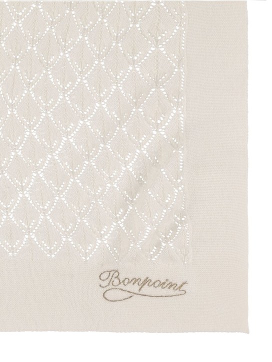 Bonpoint: Couverture en maille de laine mélangée - Blanc - kids-girls_1 | Luisa Via Roma