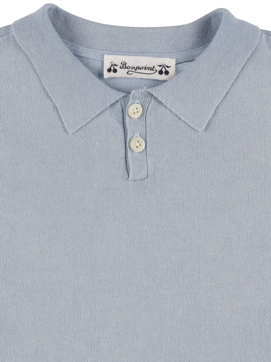 Bonpoint: Embroidered cotton jersey polo shirt - Açık Mavi - kids-boys_1 | Luisa Via Roma
