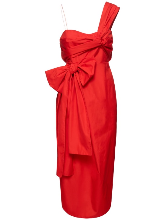 Cecilie Bahnsen: Vestido midi de algodón con un hombro - Poppy Red - women_0 | Luisa Via Roma