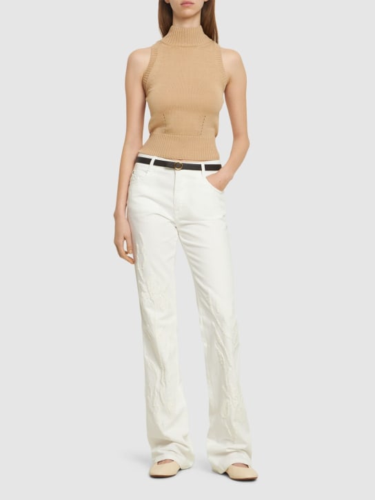 Ermanno Scervino: Jeans aus Baumwolldenim mit Stickerei - Weiß - women_1 | Luisa Via Roma