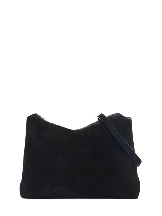 Khaite: Medium Lina suede crossbody bag - Black - women_0 | Luisa Via Roma