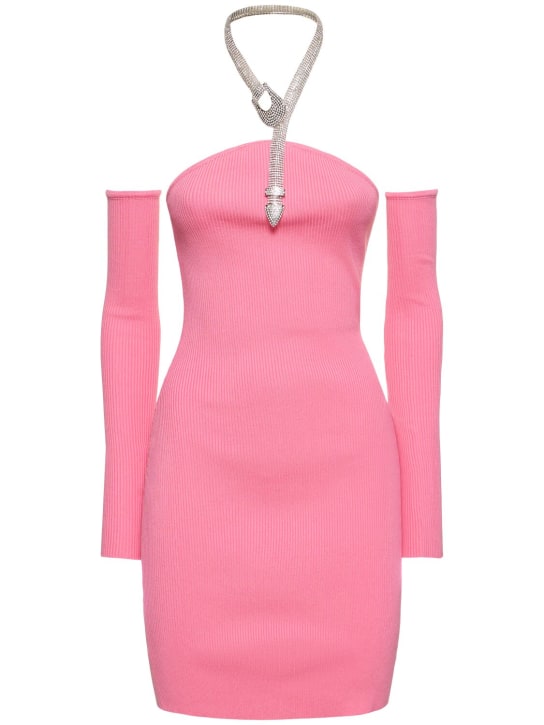 Giuseppe Di Morabito: Stretch cotton mini dress - Pink - women_0 | Luisa Via Roma