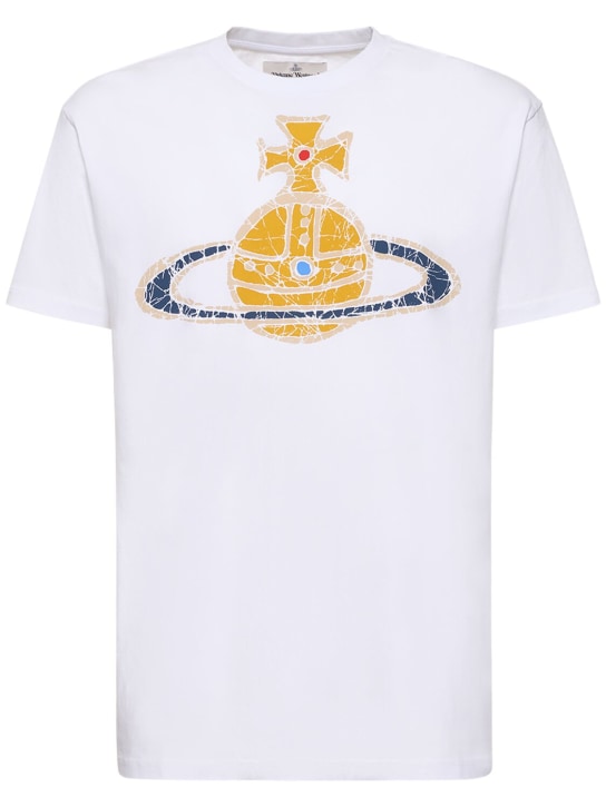 Vivienne Westwood: Camiseta de jersey de algodón con logo - Blanco - men_0 | Luisa Via Roma