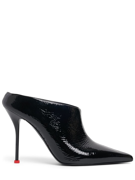 Alexander McQueen: 90毫米皮革穆勒鞋 - Black/Lust Red - women_0 | Luisa Via Roma