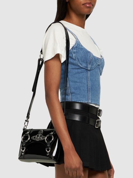 Vivienne Westwood: Kim patent leather crossbody bag - Black - women_1 | Luisa Via Roma