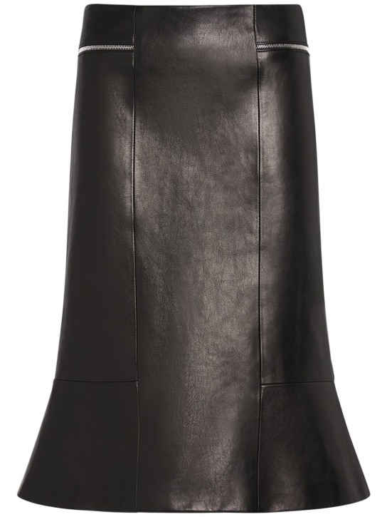 Khaite: Francine leather midi skirt - Siyah - women_0 | Luisa Via Roma