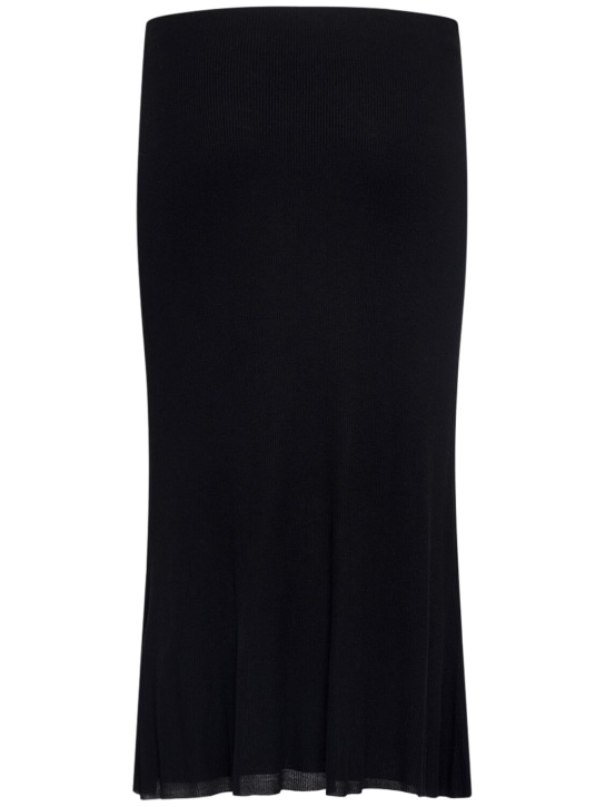 Khaite: Gonna midi Leema in viscosa - Nero - women_3 | Luisa Via Roma
