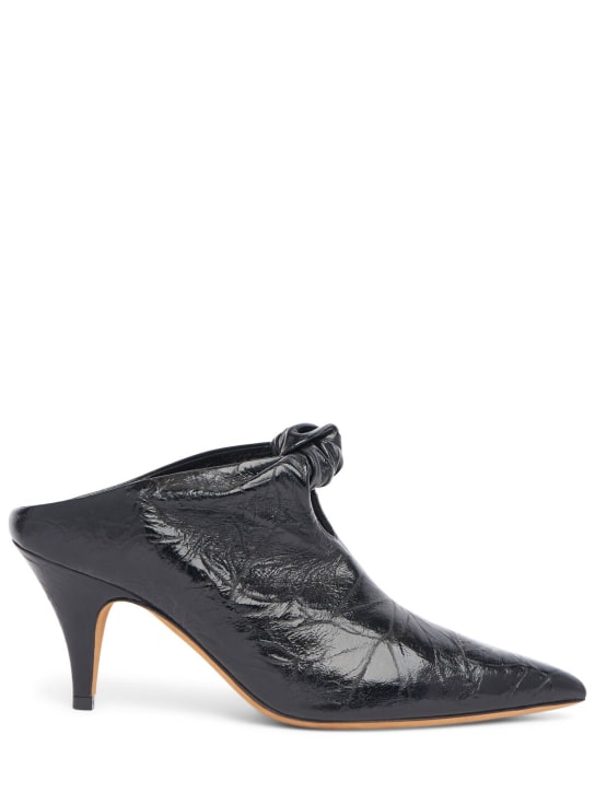 Khaite: 75毫米Rowan褶皱皮革穆勒鞋 - 黑色 - women_0 | Luisa Via Roma