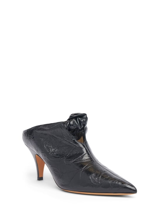 Khaite: 75毫米Rowan褶皱皮革穆勒鞋 - 黑色 - women_1 | Luisa Via Roma