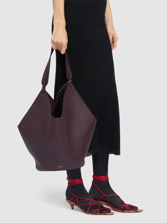 Khaite: Medium Lotus leather tote bag - Rouge Noir - women_1 | Luisa Via Roma