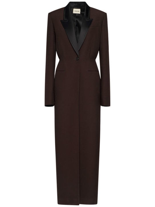 Khaite: Langer Mantel aus Viskosemischstrick „Bellow“ - Dunkelbraun - women_0 | Luisa Via Roma