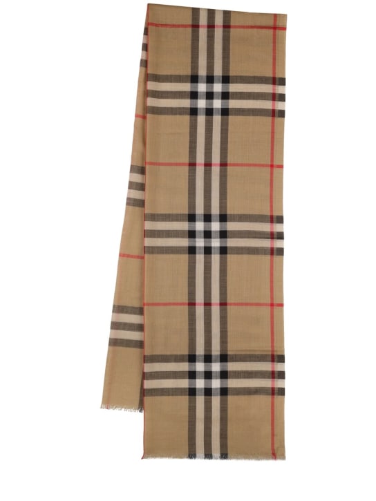Burberry: Giant Check wool & silk scarf - Archive Beige - women_0 | Luisa Via Roma