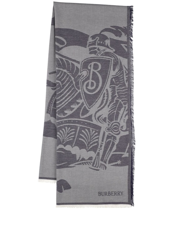 Burberry: Großer Schal aus Wollmischgewebe „Knight“ - Indigo - women_0 | Luisa Via Roma