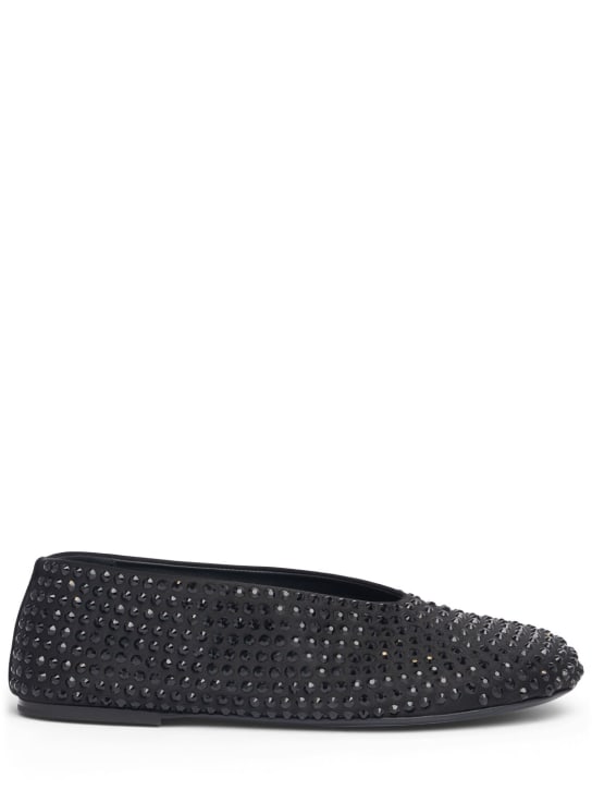 Khaite: 5mm Marcy embellished satin flat shoes - Black - women_0 | Luisa Via Roma