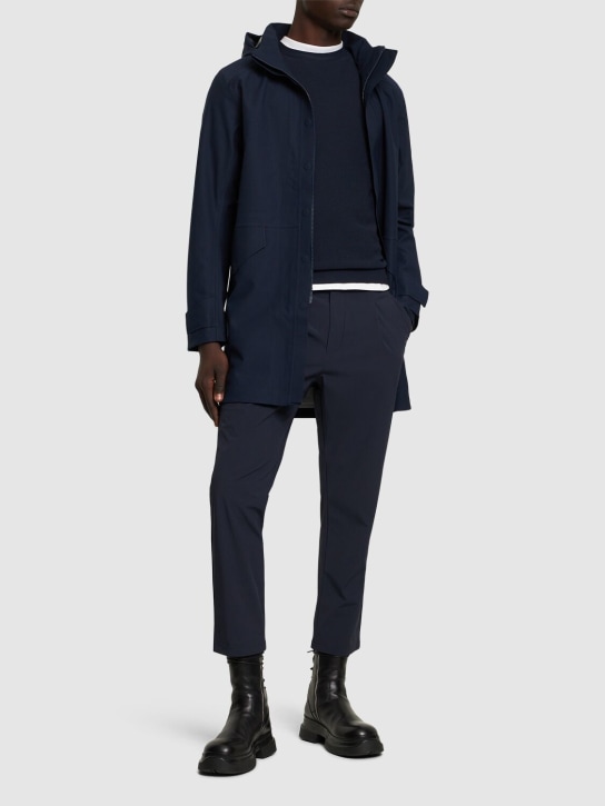 Alphatauri: Koov hooded long casual jacket - Navy - men_1 | Luisa Via Roma