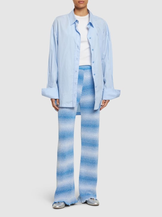 MSGM: Pantalones de punto de algodón - Azul Claro - women_1 | Luisa Via Roma