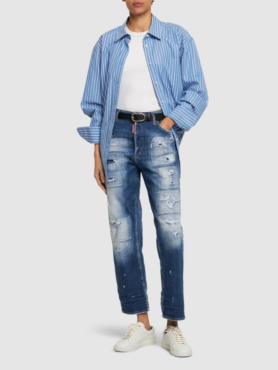 Dsquared2: Distressed denim flared jeans - Mavi - women_1 | Luisa Via Roma