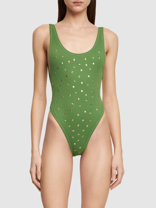 Reina Olga: Pamela printed one piece swimsuit - Green - women_1 | Luisa Via Roma