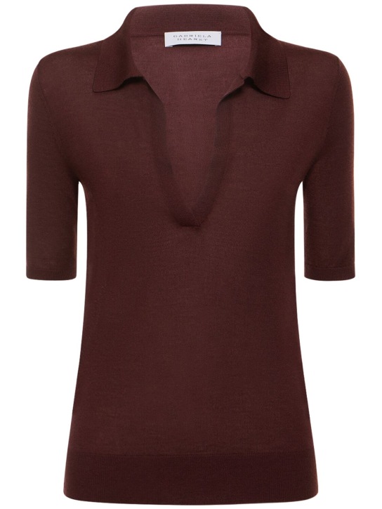 Gabriela Hearst: Frank cashmere & silk knit polo sweater - Burgundy - women_0 | Luisa Via Roma
