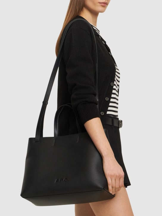 A.P.C.: Small Cabas Market leather bag - Black - women_1 | Luisa Via Roma