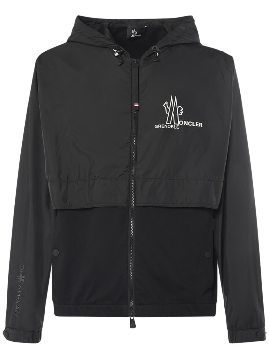 Moncler Grenoble: Logo lightweight cotton zip-up jacket - Black - men_0 | Luisa Via Roma