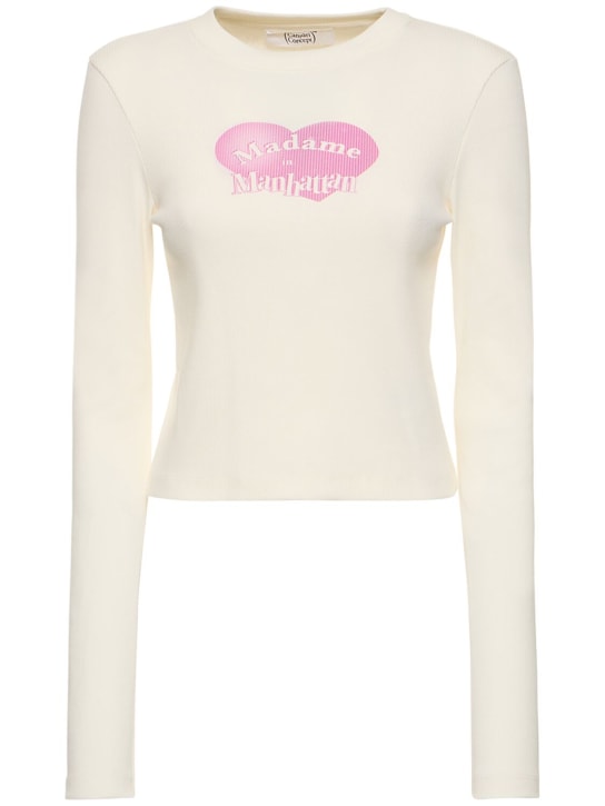Cannari Concept: Printed cotton long sleeve t-shirt - Beyaz - women_0 | Luisa Via Roma