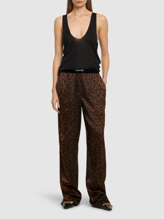 Tom Ford: Pantaloni pigiama in raso di seta - Multicolore - women_1 | Luisa Via Roma