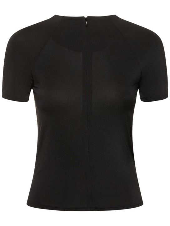 16arlington: Vanden jersey short sleeve zip top - Siyah - women_0 | Luisa Via Roma